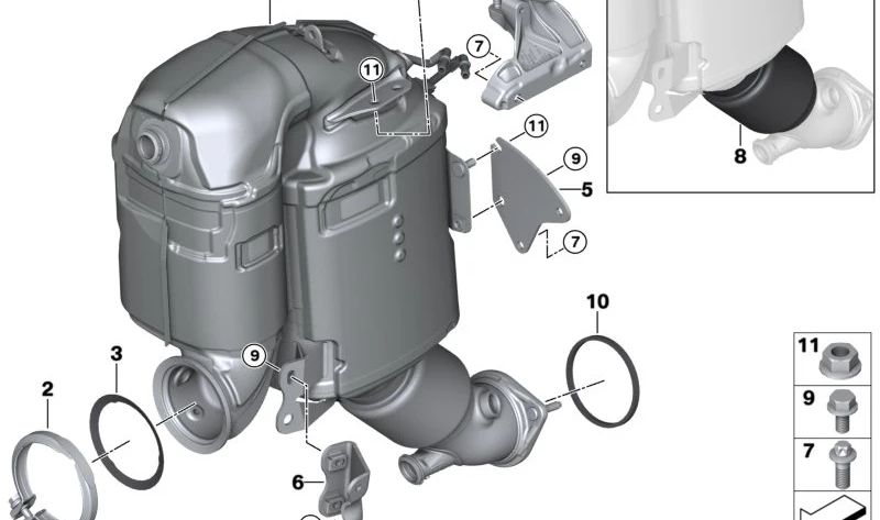 OEM DPF Support 1832987558 for BMW G70, G05, G06. Original BMW.
