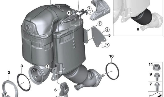 Junta de escape OEM 18307926575 para BMW G70, G05, G06. Original BMW.