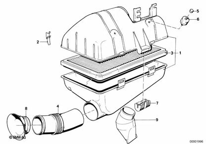 Silenciador de admisión OEM 13711726966 para BMW E30, E28, Z1. Original BMW.