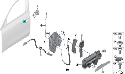 Adaptador Manuseio externo da porta esquerda para BMW X1 U11, U12 (OEM 51215A2AB61). BMW original.