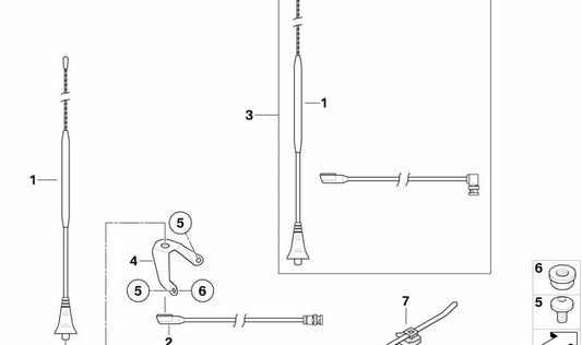 Antena de radio OEM 65217688756 para motos BMW R1200RT, R900RT. Original BMW Motorrad.