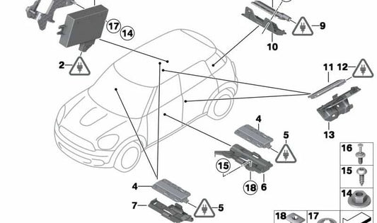 Soporte antena exterior OEM 66102755098 para MINI Clubman R55, R55 LCI. Original MINI.