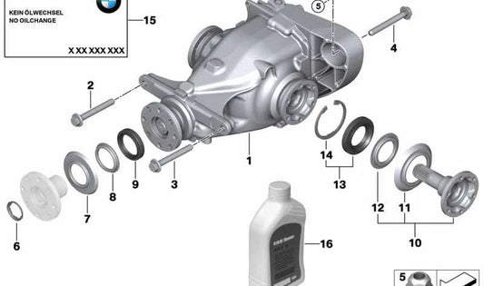 Diferencial trasero OEM 33107524324 relación 3.73 para BMW E81, E82, E87, E88, E90, E91, E92, E84. Compatible con motores N45 y N43. Original BMW.
