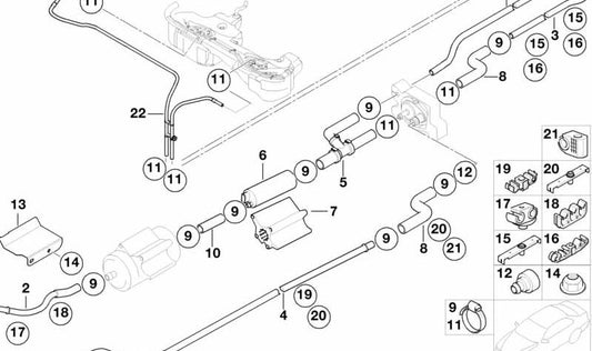Pipe de carburant d'alimentation arrière OEM 16127175994 pour BMW E46. BMW d'origine.