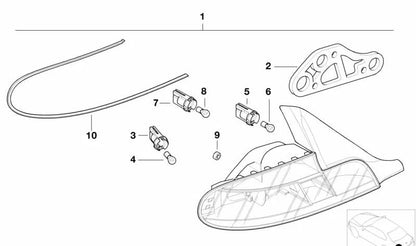 Junta de piloto trasero izquierdo OEM 63218386161 para BMW E36, Z3. Pieza original BMW.
