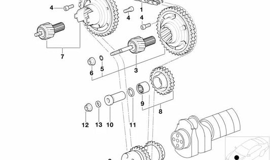 Engranaje de admisión del sistema Vanos OEM 11361405173 para BMW E36. Original BMW.