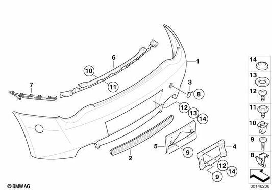 Primed rear bumper trim for BMW Z4 E85, E86 (OEM 51128040342). Original BMW.