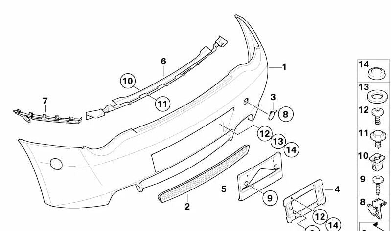 Carcasa del parachoques trasero imprimada para BMW Z4 E85, E86 (OEM 51128040343). Original BMW