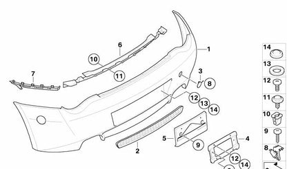 Carcasa del parachoques trasero imprimada para BMW Z4 E85, E86 (OEM 51128040343). Original BMW