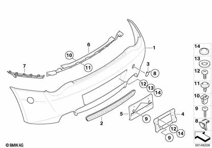 Rejilla para BMW Z4 E85, E86 (OEM 51128040081). Original BMW.