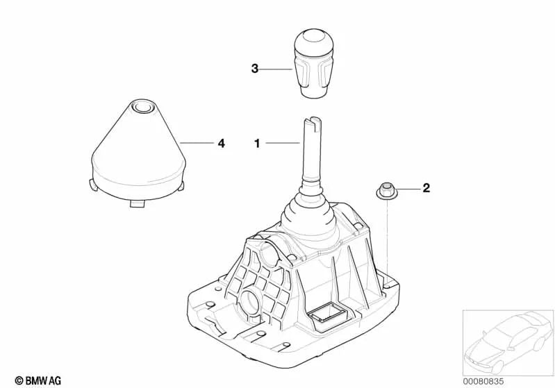 Lederwechselknopf für BMW E46 (OEM 25162282810). Original BMW.