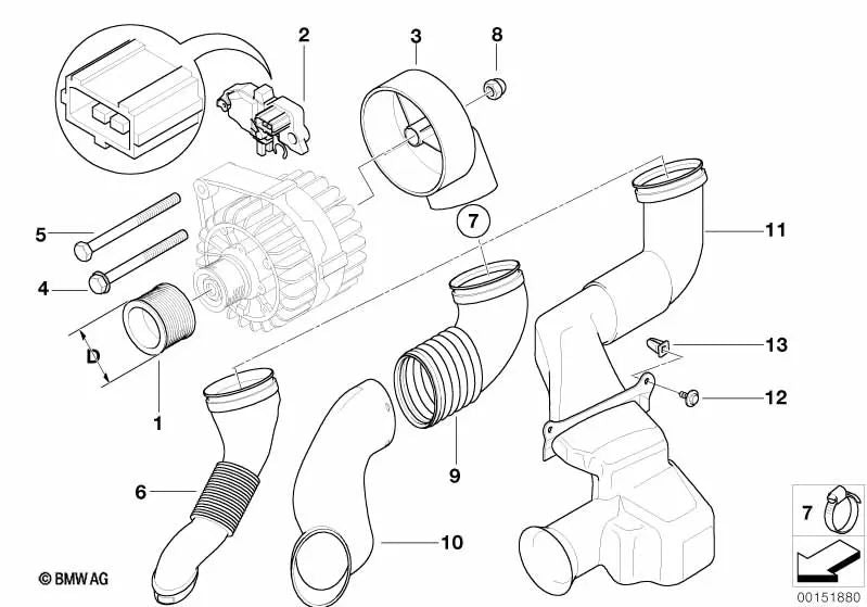 Poulle de générateur pour BMW Series 3 E46, série 5 E39 E60 E61, 7 E65 E66, X3 E83, X5 E53, Z4 E85 (OEM 12317501754). BMW d'origine