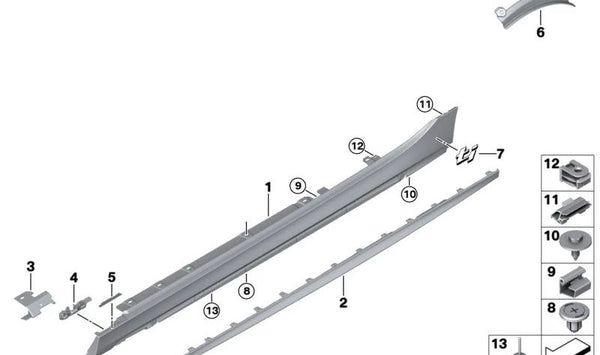 Pegatina izquierda OEM 51775A1E821 para BMW F40. Original BMW.