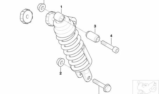 Mola do amortecedor esportivo traseiro OEM 33537687186 para BMW Motorrad R1100S, R1100RS. Originais BMW Motorrad.