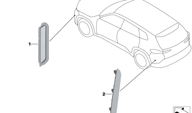 Reflector derecho para BMW G09 XM (OEM 63149878970). Original BMW
