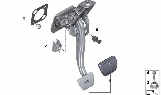 Complete foot lever system for BMW 6 Series G32, G32N (OEM 35006872450). Original BMW.