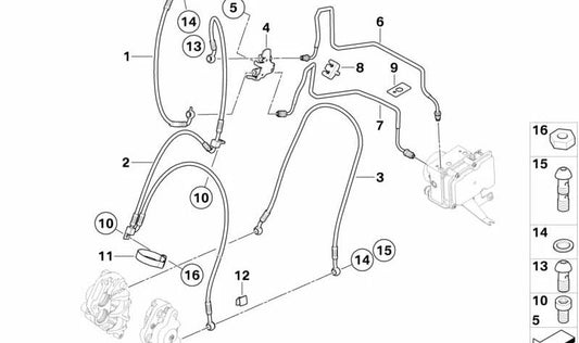 Tubo flexible de freno delantero OEM 34327700787 para motos BMW F 650 GS, F 800 GS (K72). Original BMW Motorrad.