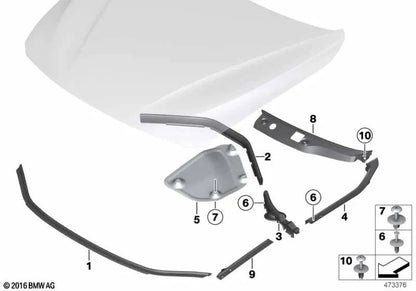 Sellado Pared Lateral Izquierda para BMW Serie 3 F30, F31, F35, Serie 4 F32, F33, F36 (OEM 51767264273). Original BMW