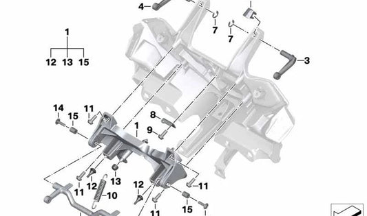 Clip Fair Right OEM 46638553698 per BMW Motorrad R1200GS (K25), R1200GS Adventure (K25), HP2 Enduro (K25), HP2 Megamoto (K25). BMW MOTORAD originale.