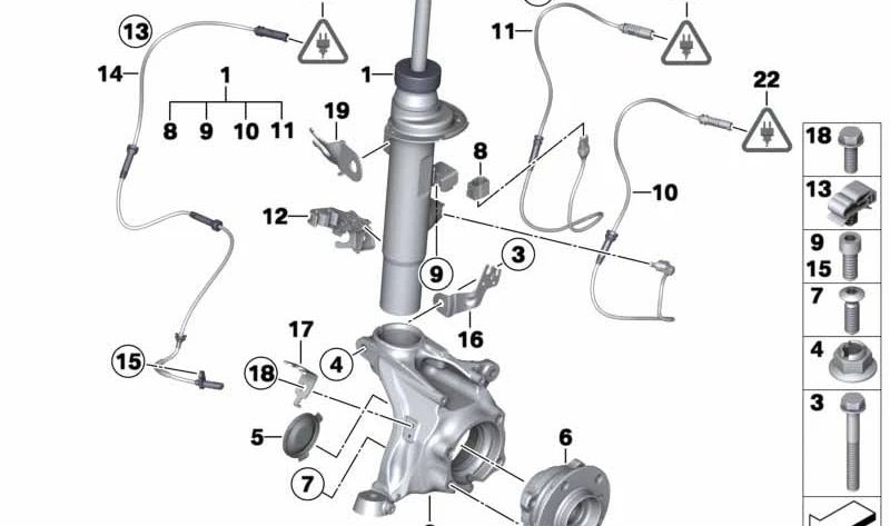 Soporte izquierdo para latiguillo de freno OEM 34306787539 para BMW F25, F26. Compatible con modelos X3 sDrive y xDrive. Recambio original BMW.