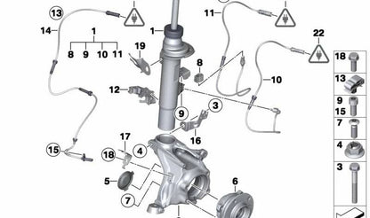 Soporte izquierdo para latiguillo de freno OEM 34306787539 para BMW F25, F26. Compatible con modelos X3 sDrive y xDrive. Recambio original BMW.