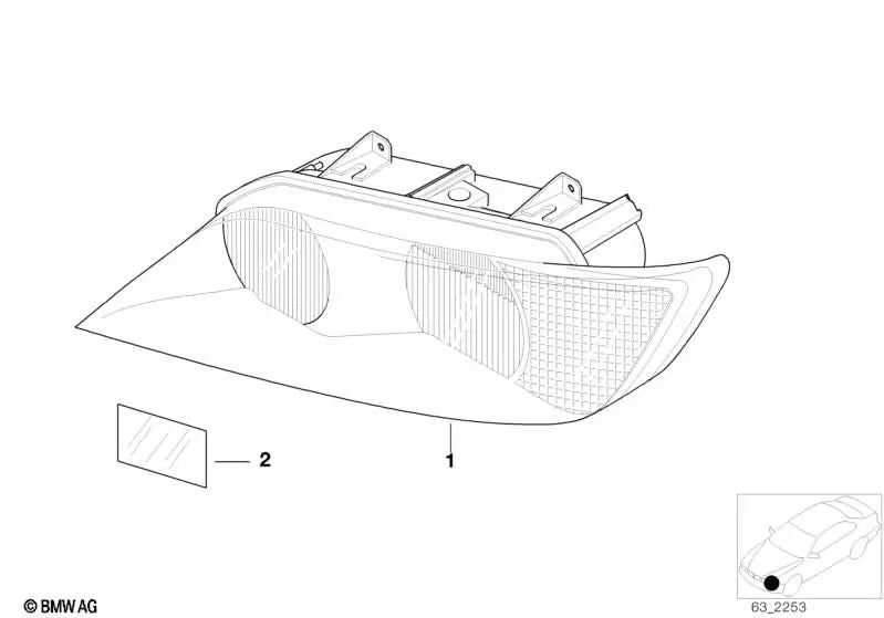 Right headlight for BMW E90, F30, F80 (OEM 63128381084). Genuine BMW