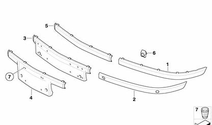 Moldura lateral frontal derecha (imprimada) OEM 51117142192 para BMW E65, E66. Original BMW.