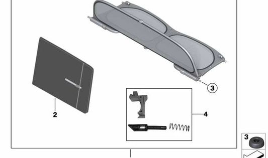 Paravientos OEM 54342757001 para MINI R57, R55, R56, R58, R59. Accesorio original para mejorar el confort al conducir descapotado. Original MINI.