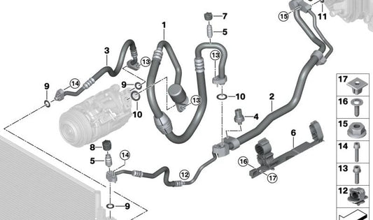 OEM duct support clip 64506814574 for BMW G30N, G31N, G32N, G11N, G12N, G70, G14, G15, G16. Original BMW.