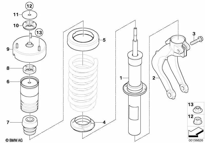 Front shock absorber for BMW X5 E70, E70N, X6 E71 (OEM 31326781918). Original BMW