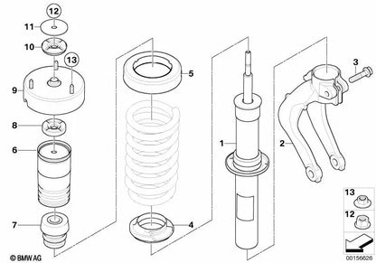 Front shock absorber for BMW X5 E70, E70N, X6 E71 (OEM 31326781918). Original BMW