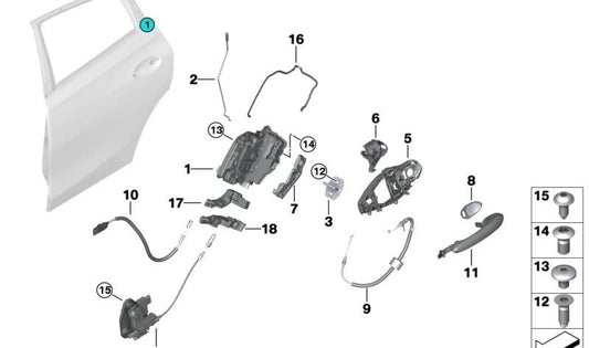 Adaptador soporte trasero izquierdo OEM 51228497641 para BMW X6 {F96, F96N, G06, G06N}. Original BMW.