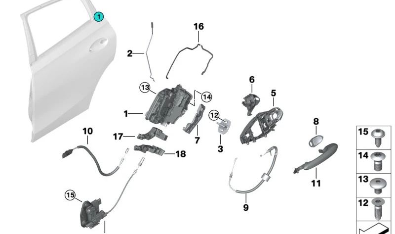 Rear left closing aid for BMW X6 F96, G06 (OEM 51227474645). Original BMW