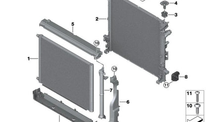 Radiador de refrigeración OEM 17115A3F238 para BMW X5 G05, G05N, X6 G06, G06N, X7 G07, G07N. Original BMW.