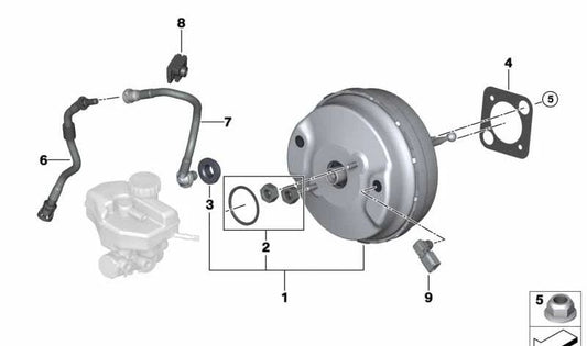 Kit de reparación del servofreno OEM 34336873444 para BMW G30, G38, G32, G32N, G11, G12. Original BMW.