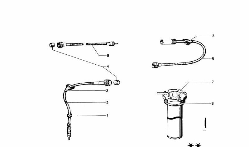 Cable de velocímetro OEM 62121354760 para BMW R45, R65, R80, R90, R100. Original BMW.