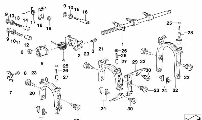 Gear shift lever with bearing OEM 23311282556 for BMW E36, E46, E34, E39, E32, E38, E53. Original BMW.