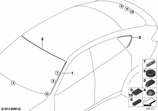 Moldagem da janela do lado traseiro esquerdo para BMW X6 F16 (OEM 51377317827). BMW original