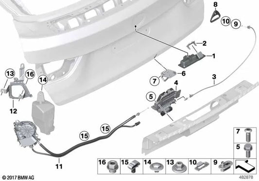 Trunk lock for BMW F34, F34N, F16, F86 (OEM 51247397630). Original BMW
