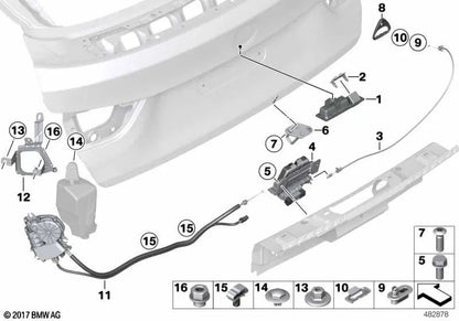 Cerradura del maletero para BMW Serie 4 F36, X3 F25 (OEM 51247233025). Original BMW