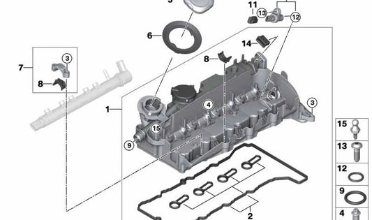 Tapa de culata OEM 11128508570 para BMW E81, E82, E87, E88, E90, E91, E92, E93, E60, E61, E84, E83. Original BMW