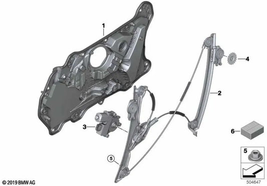 Front right window regulator without motor for BMW F93, G16 (OEM 51338497032). Original BMW.