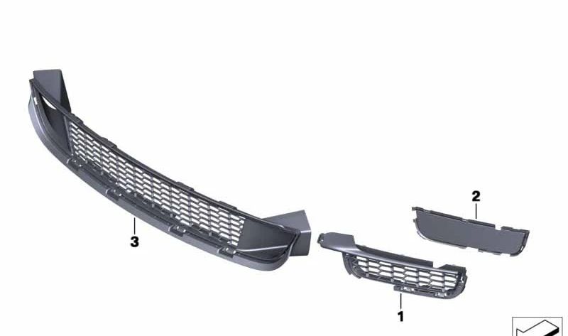 Rejilla central de entrada de aire OEM 51118050345 para BMW F06, F12, F13. Pieza original BMW.