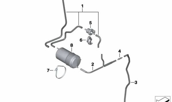 Tubería de ventilación OEM 16138521631 para motos BMW K1600 GT, K1600 GTL, K1600 GTL Exclusive (K48). Original BMW Motorrad.