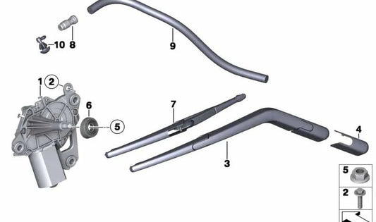 Boquilla para motor del limpiaparabrisas trasero OEM 61622754871 para MINI Clubman R55, R55 LCI. Original MINI.