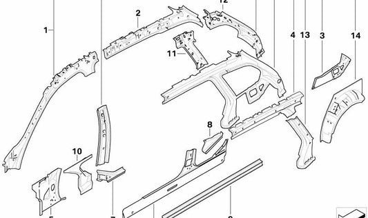 Refuerzo izquierdo OEM 41217180041 para BMW E91. Original BMW.