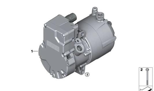 Compressor de ar condicionado elétrico para BMW 2 U06 Series, 5 G60 Series, G61, 7 G70 Series, X1 U11, X5 G05N (OEM 64525B31E57). BMW original