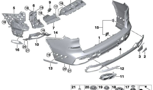 Embellecedor de escape trasero izquierdo OEM 51125A5C8E7 para BMW X5 (G05, G05N, G18), X6 (G06, G06N) y X7 (G07, G07N). Original BMW.