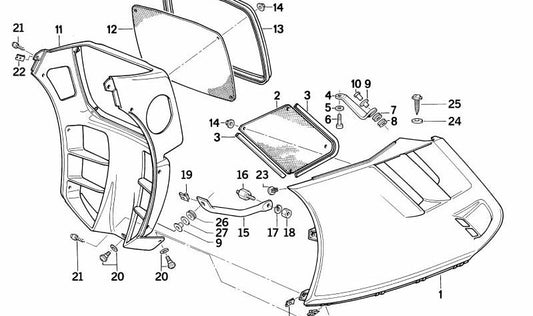 Rejilla protectora OEM 46632308449 para BMW Motorrad KK58K 1000 (modelos 1988-1993). Pieza original BMW Motorrad. Ideal para proteger componentes de la carrocería lateral/central.