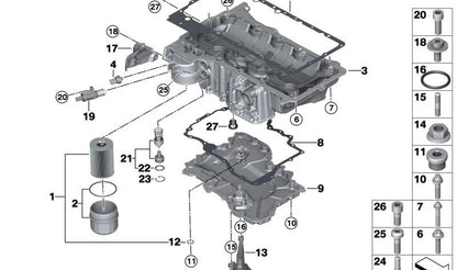 Junta tórica (O-Ring) OEM 11537557522 para BMW F07, F10, F11, F06, F12, F13, F01, F02, F04, E70, F15, E71, E72, F16. Original BMW.
